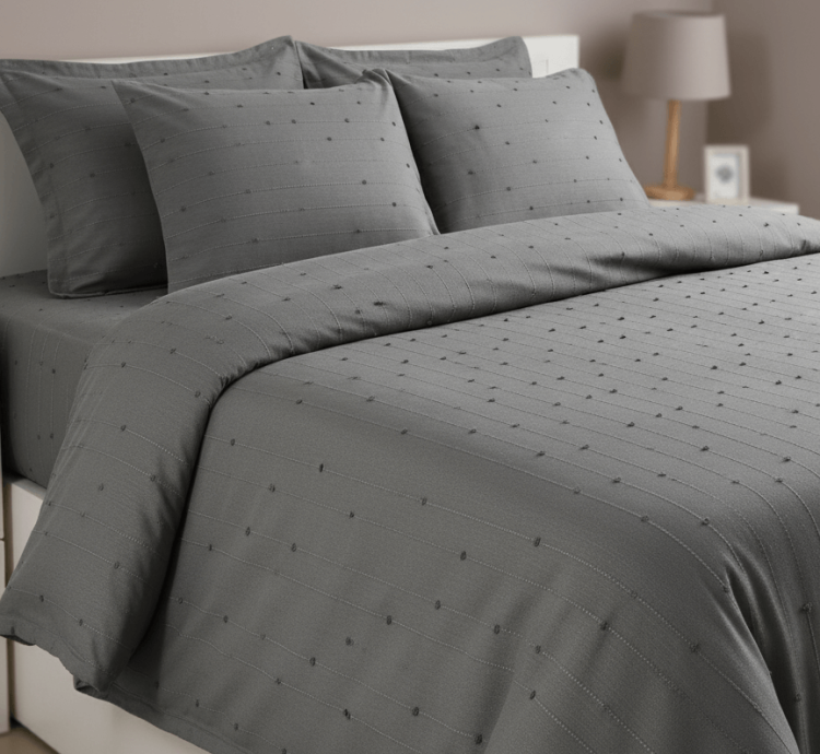 Loom Collection Grey Bedspread Set - 260x250 cm