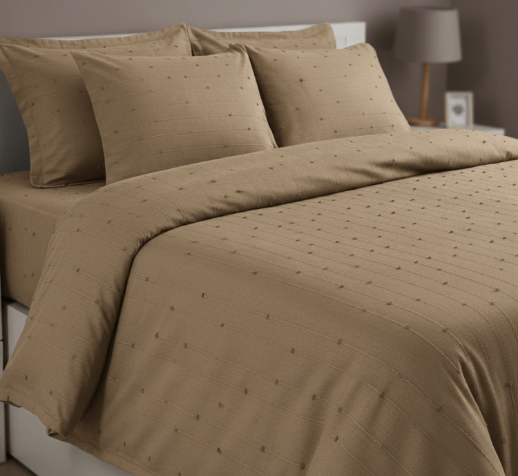 Loom Collection Dark Beige Bedspread Set - 260x250 cm