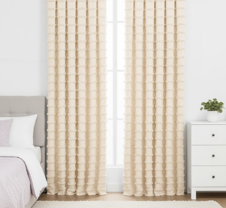 Cortina de Fondo Wave Collection Crema - Pliegue S