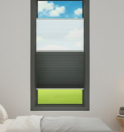 Cortina Plisada Doble Antracita (Tul + Blackout) 3
