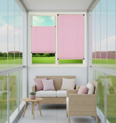 Kancalı Sistem Pembe Plise Perde - Montaj Gerektirmeyen Cam Balkon ve PVC Pencere Perdesi