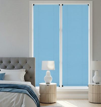 Kancalı Sistem Mavi Plise Perde - Montaj Gerektirmeyen Cam Balkon ve PVC Pencere Perdesi 5
