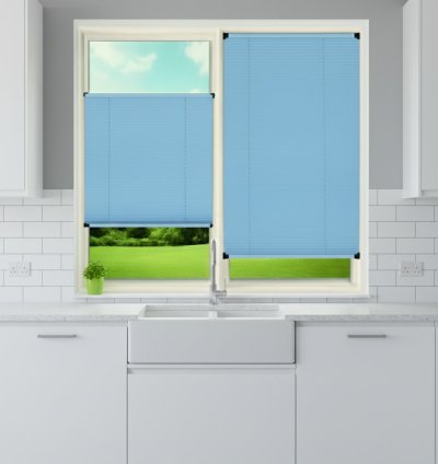 Kancalı Sistem Mavi Plise Perde - Montaj Gerektirmeyen Cam Balkon ve PVC Pencere Perdesi 4