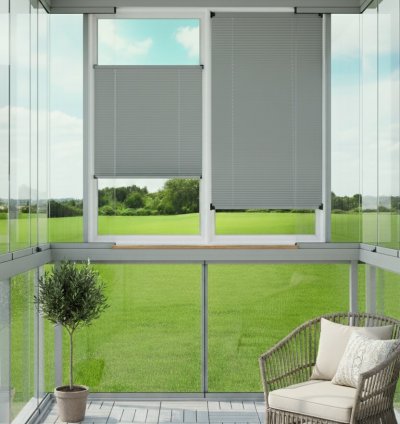 Kancalı Sistem Gri Plise Perde - Montaj Gerektirmeyen Cam Balkon ve PVC Pencere Perdesi
