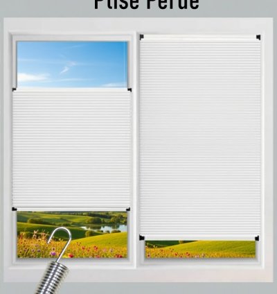 Kancalı Sistem Beyaz Plise Perde - Montaj Gerektirmeyen Cam Balkon ve PVC Pencere Perdesi