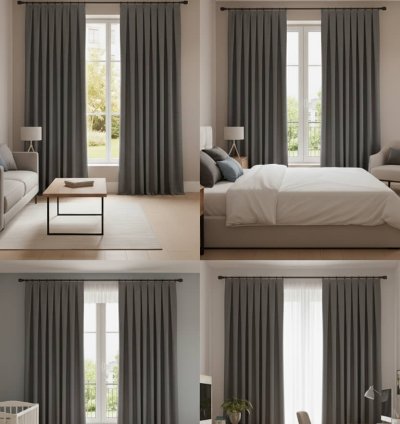 Cortina Taç Narden Modelo Gris Oscuro Suave 3
