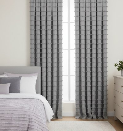 Cortina de Fondo Gris Escandinavo Colección Wave 3