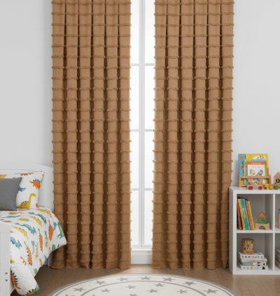Wave Kollektion Milchbrauner Hintergrundvorhang - S-Falte 4