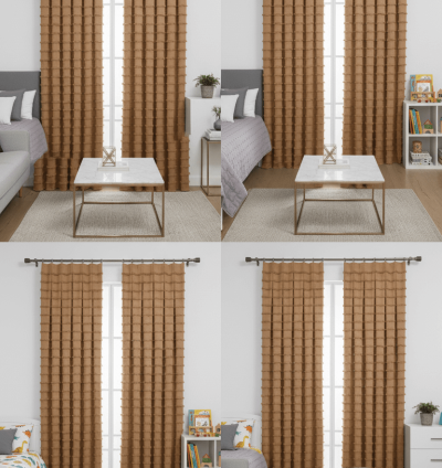 Wave Kollektion Milchbrauner Hintergrundvorhang - S-Falte 3