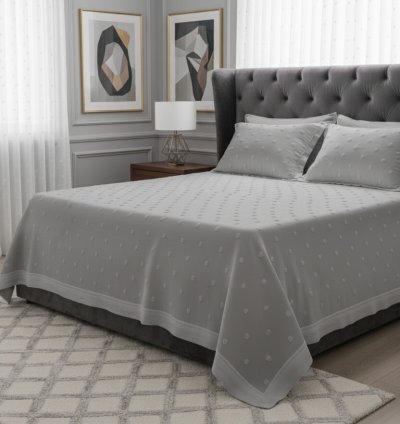 Bohem Ponponlu Gri Yatak Örtüsü Seti - 260x250 cm + 4 Yastık Kılıfı 3