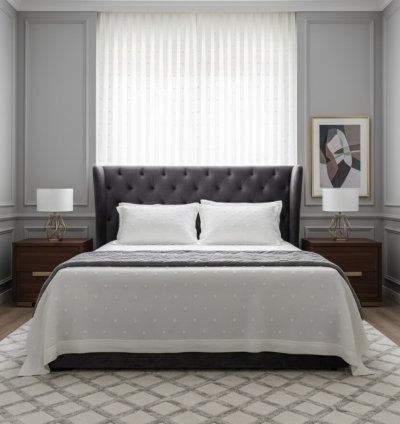 Bohem Ponponlu Krem Yatak Örtüsü Seti - 260x250 cm + 4 Yastık Kılıfı