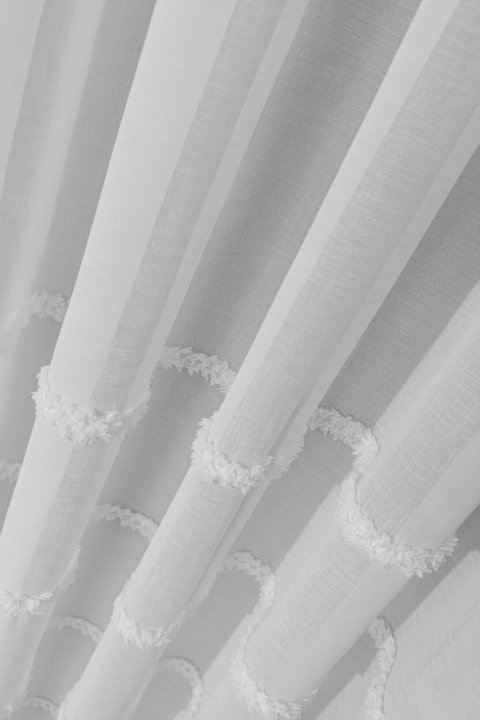 Skandinavische Leinenoptik Gardinen - Transparenter Voile mit Strukturstreifen 3
