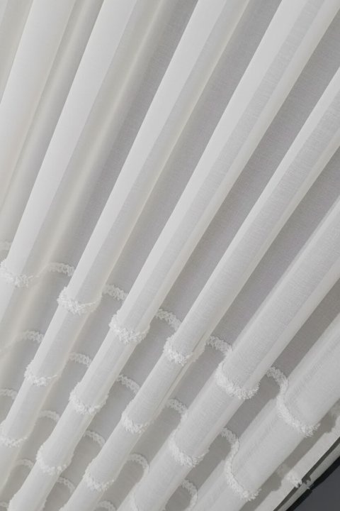 Skandinavische Leinenoptik Gardinen - Transparenter Voile mit Strukturstreifen 5