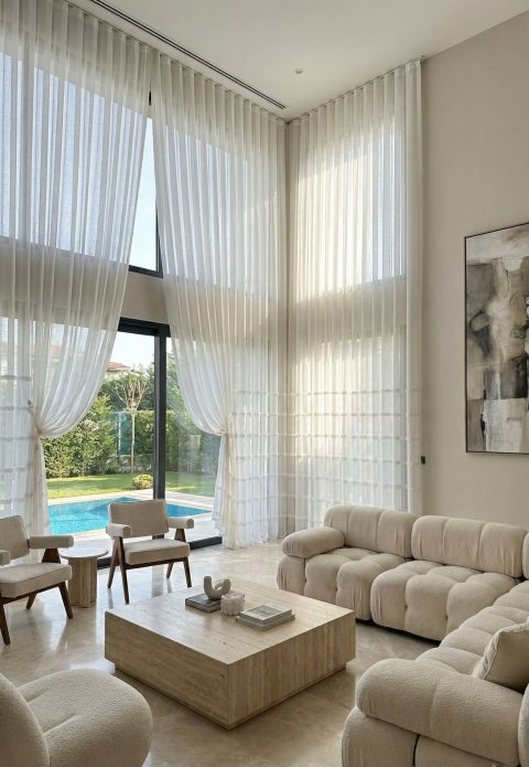 Tende in Lino Scandinavo - Tendaggi Trasparenti con Righe Orizzontali in Rilievo