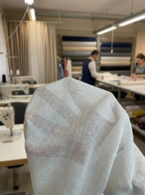 Tenda in Lino Antipiega - Bianco, Orlo Piombato, Tessuto No Stiro 4