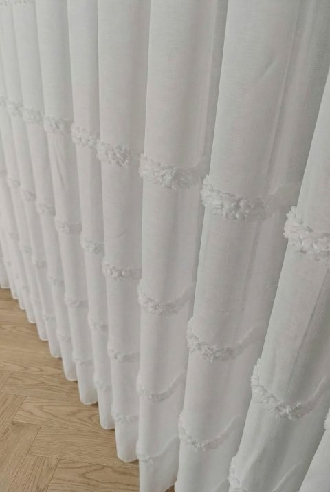 Tenda in Lino Trasparente a Righe - Tessuto Fluido No Stiro