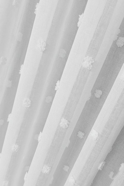 Tenda Effetto Lino con Pompon - Tendaggio Boho Chic a Pois in Rilievo