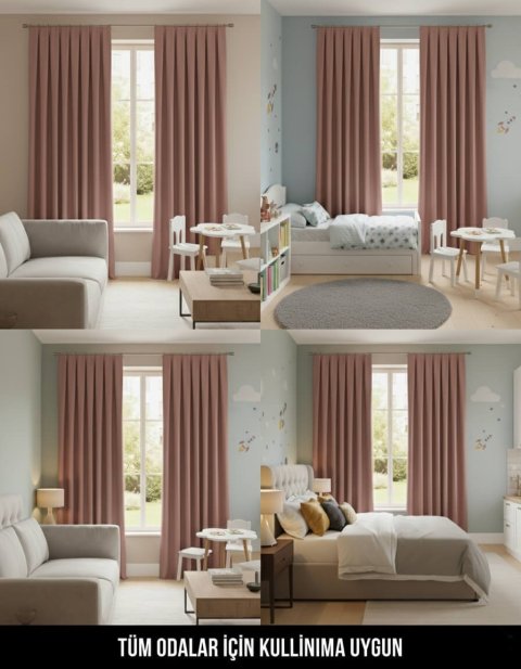 Oudroze Soft Velvet Gordijnen - 100% Handgemaakt & Lichtfilterend 4
