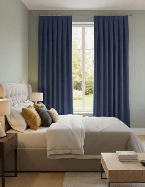 Cortinas Terciopelo Suave Indigo - Hechas a Mano Dimout (Oscurecimiento Parcial) 3