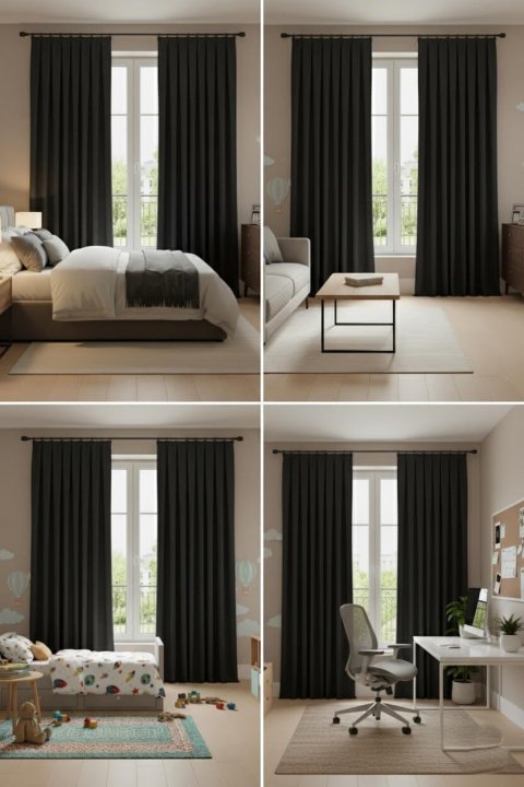 Cortinas Terciopelo Taç Narden Negro - Hechas a Mano Dimout 5