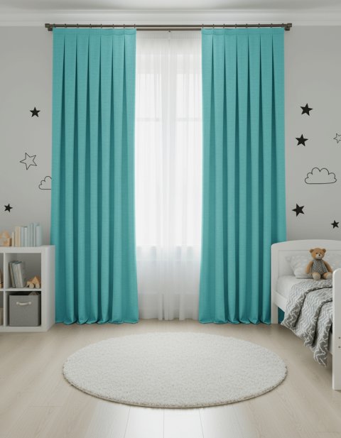 Rideaux Velours Doux Turquoise Clair Taç Narden - Fait Main Dimout 3