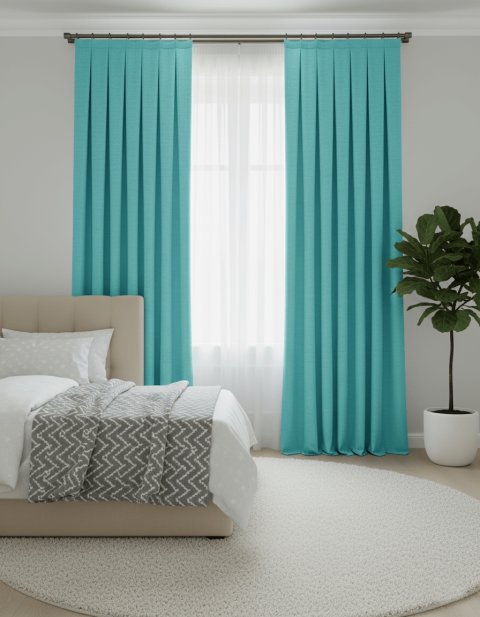 Rideaux Velours Doux Turquoise Clair Taç Narden - Fait Main Dimout 4