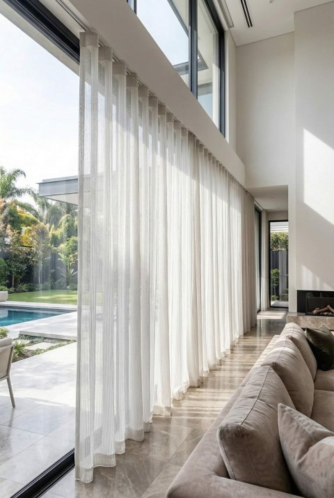 Mazura Textured Faux Linen Sheer Curtains - Off-White, Non-Iron & Ultra Drape 6