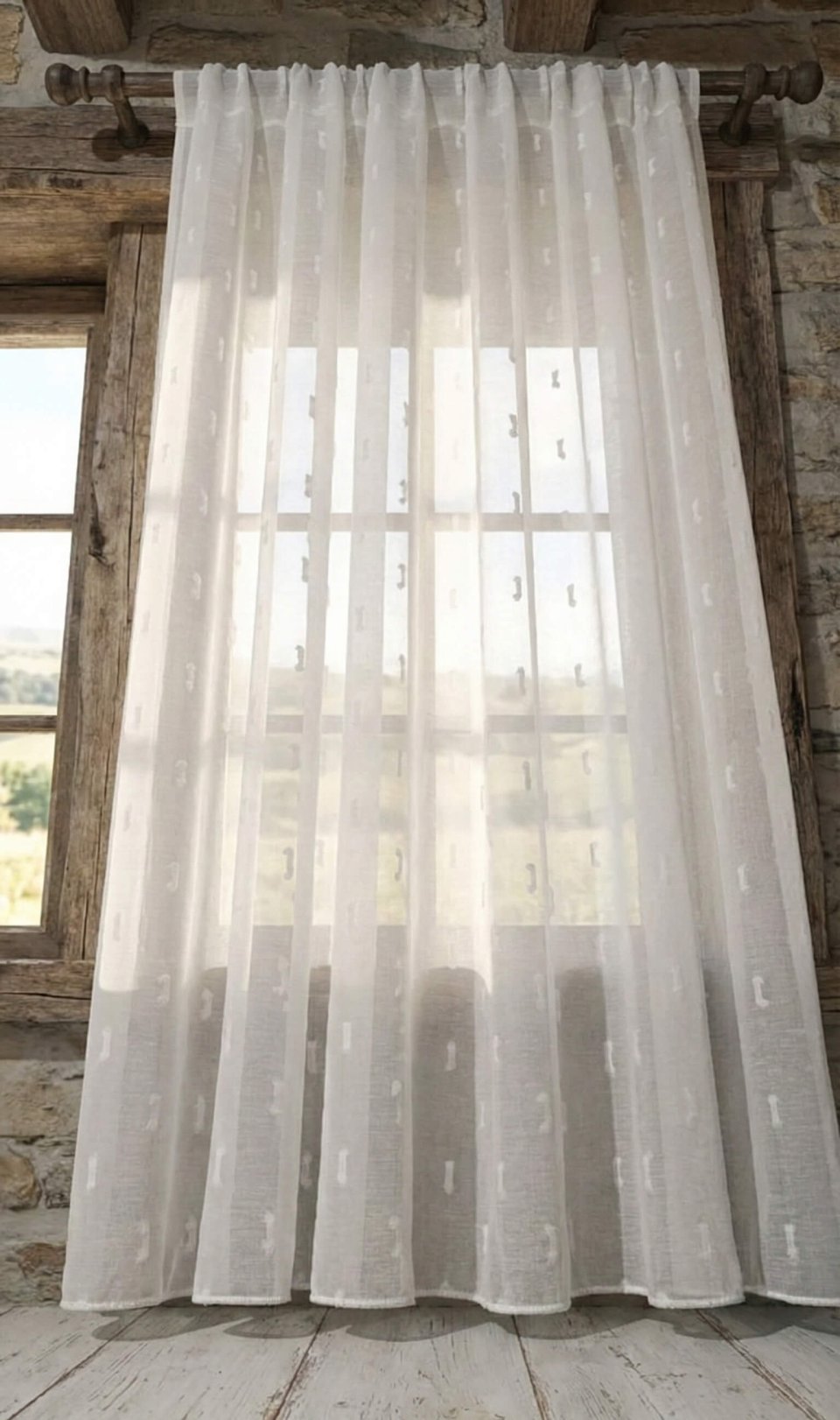 Lina Faux Linen Sheer Curtains - Wrinkle Free Textured Drapes - Scandi Style Soft White