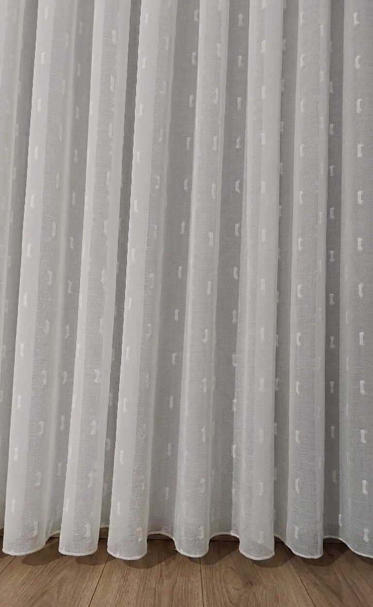 Lina Faux Linen Sheer Curtains - Wrinkle Free Textured Drapes - Scandi Style Soft White