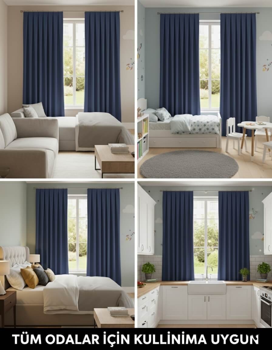 Cortinas Terciopelo Suave Indigo - Hechas a Mano Dimout (Oscurecimiento Parcial)
