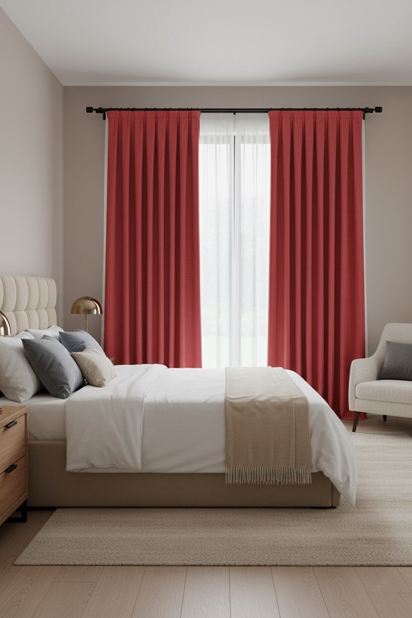 Cortina Taç Narden Modelo Rojo Suave (V2)