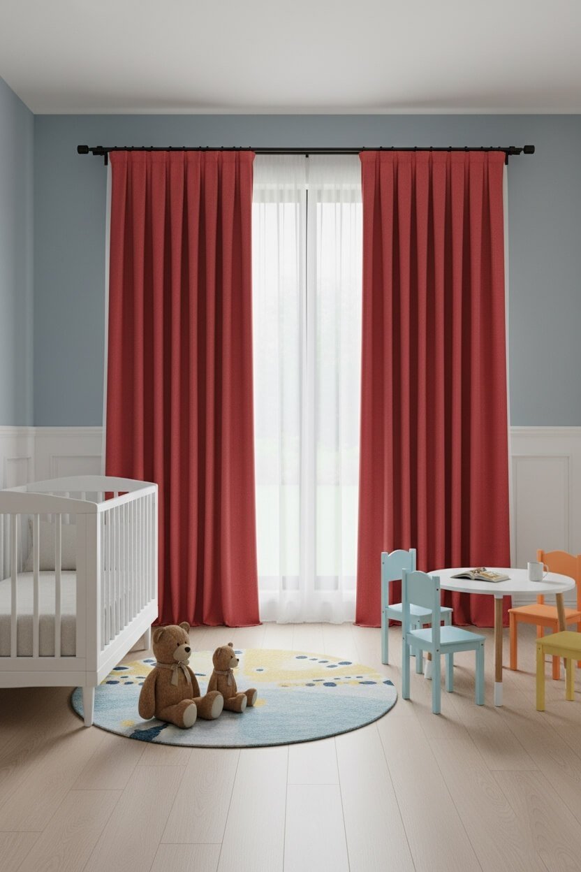 Cortina Taç Narden Modelo Rojo Suave (V2)