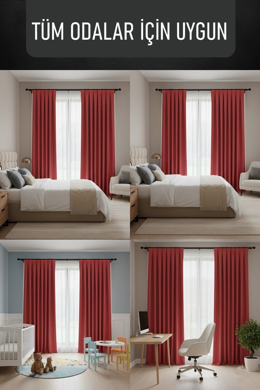 Cortina Taç Narden Modelo Rojo Suave (V2)