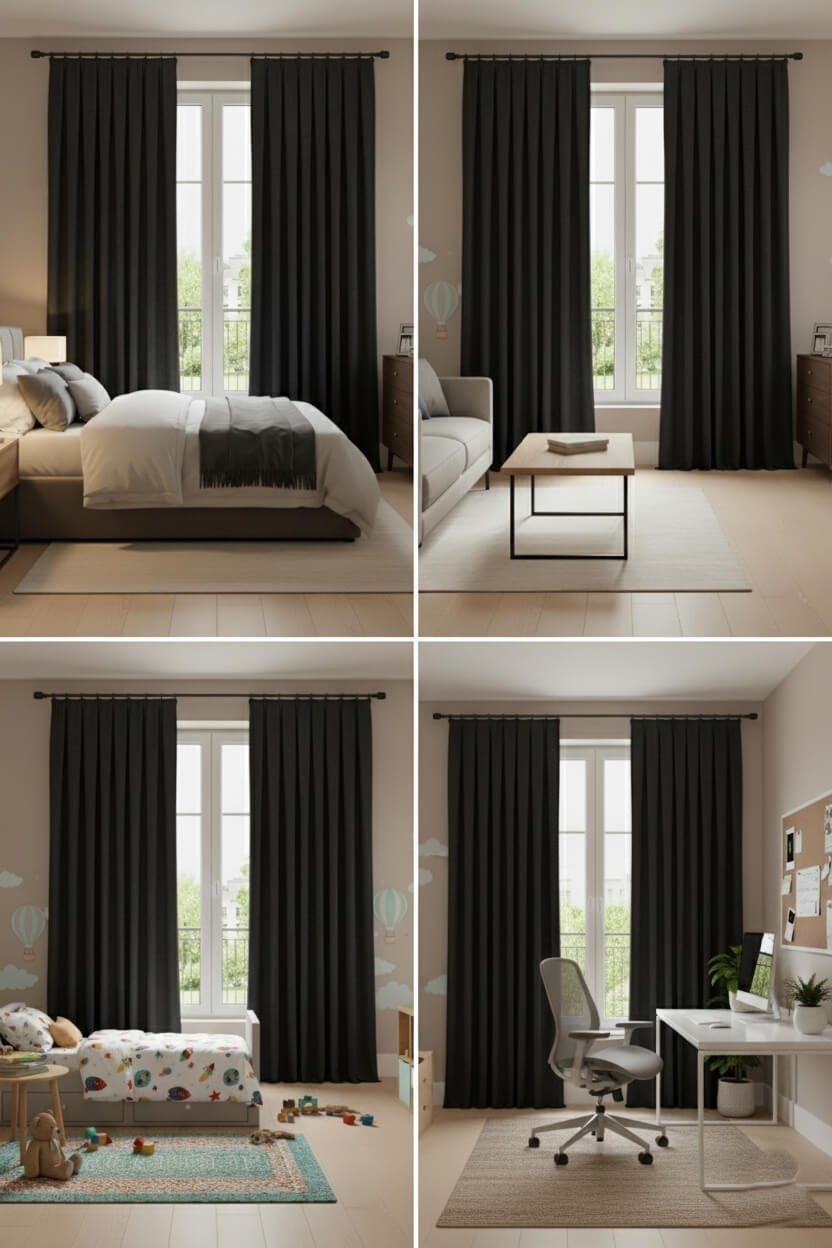 Cortinas Terciopelo Taç Narden Negro - Hechas a Mano Dimout