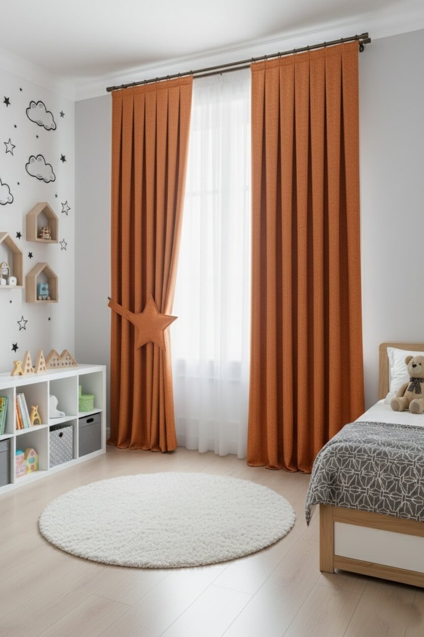 Cortinas Terciopelo Taç Narden Terracota - Hechas a Mano Dimout
