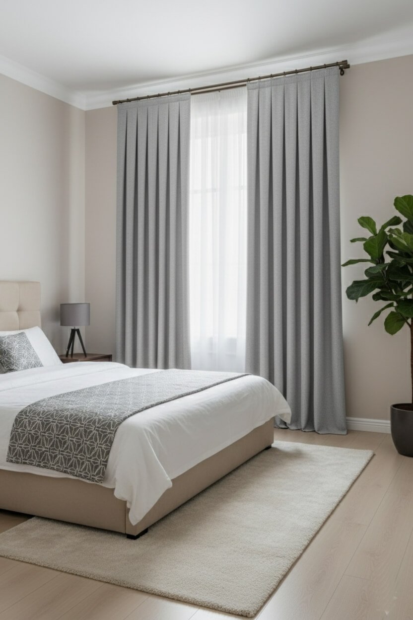 Rideaux Velours Doux Gris Poussière Taç Narden - Fait Main Dimout
