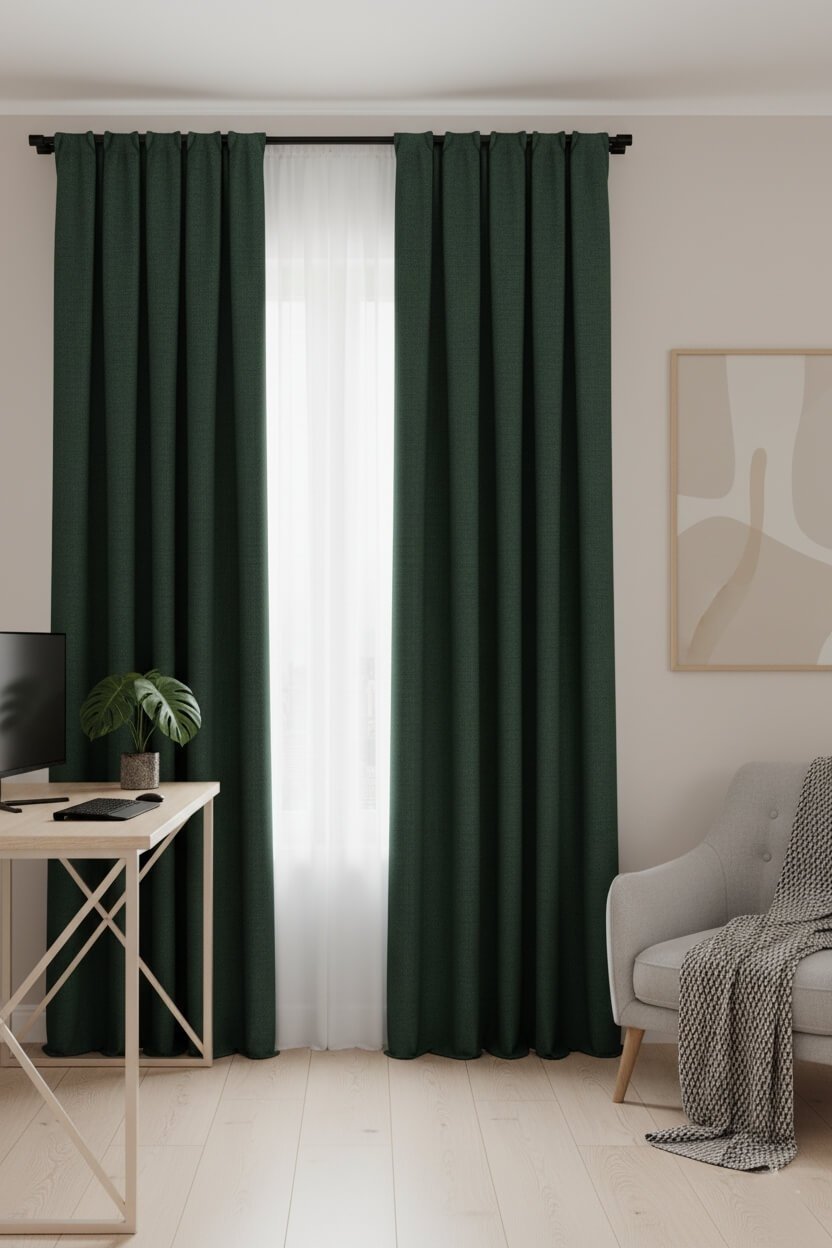 Taç Narden Grass Green Soft Velvet Curtains - Custom Handmade Dimout