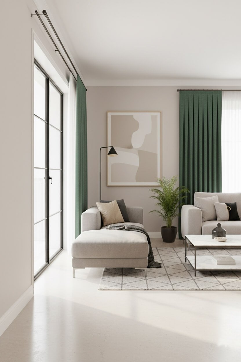 Taç Narden Grass Green Soft Velvet Curtains - Custom Handmade Dimout