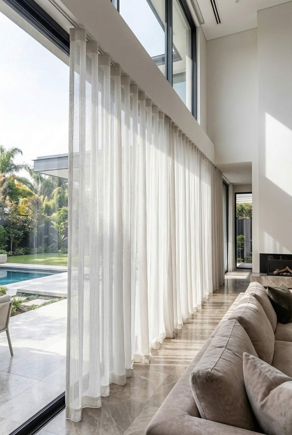 Mazura Textured Faux Linen Sheer Curtains - Off-White, Non-Iron & Ultra Drape