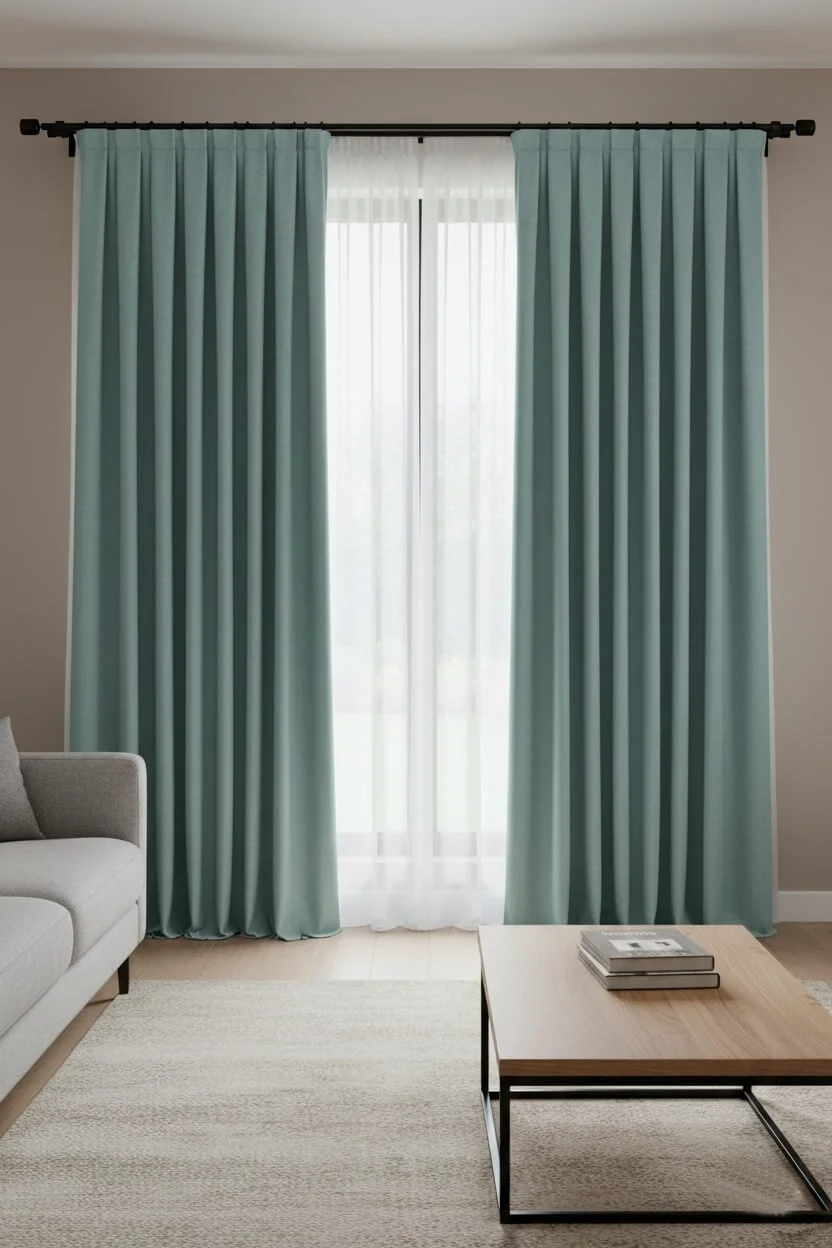 Cortina Narden Textura Soft Verde Menta - 100% A Medida