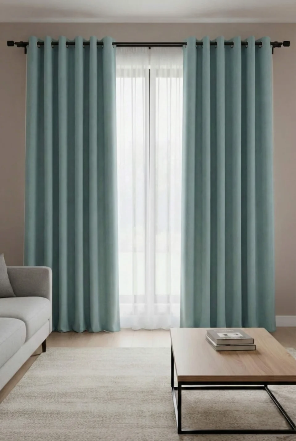Cortina Narden Textura Soft Verde Menta - 100% A Medida