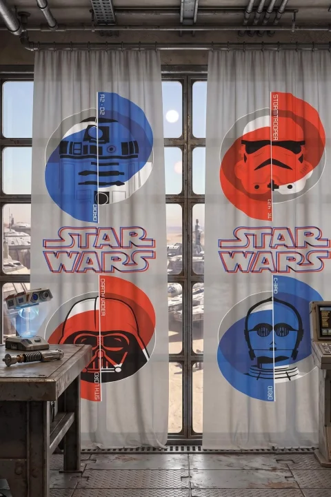 Taç Orijinal Lisanslı Star Wars Çocuk Odası Fon Perde Seti - 2 Kanat (65x265 cm)