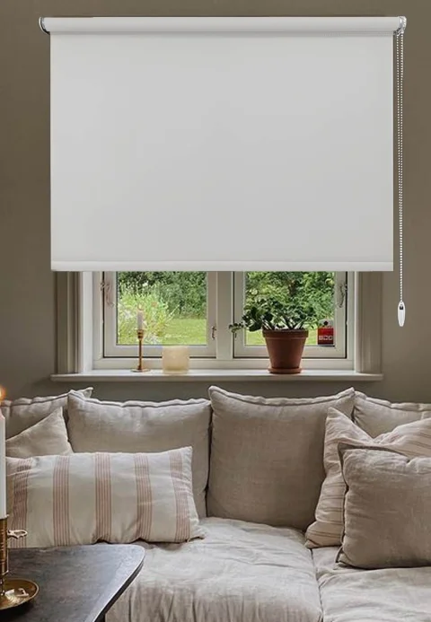 Custom Off-White Roller Blinds for Organic Light Filtering