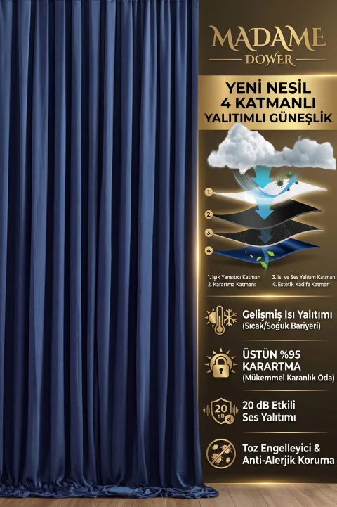 Indigo Acoustic Blackout Curtains | 95% Dimout & Insulation 3