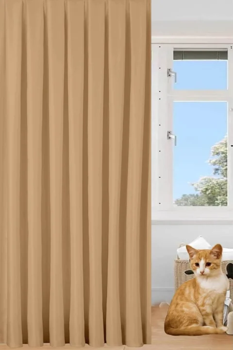 Cortinas Opacas Beige Camel 4 Capas | 90% Oscurecimiento y Aislamiento 4