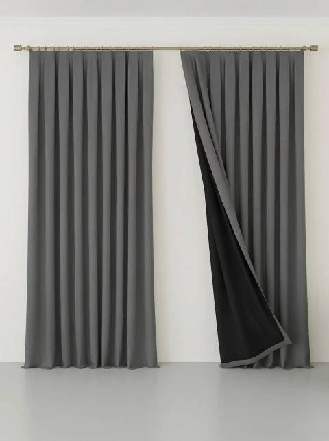 Cortinas Satén Gris 780g Forro Negro: 100% Opacas y Acústicas 8