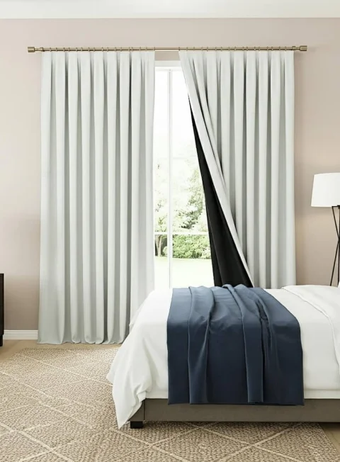 Draperii Opace Albe (100% Blackout) | Draperii Dormitor cu Căptușeală Neagră 3