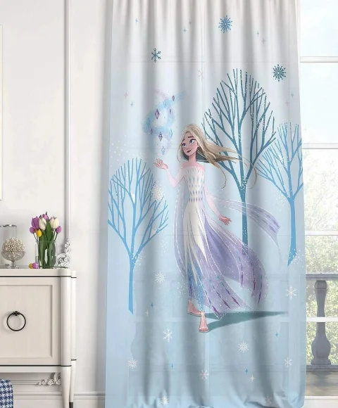 Disney Frozen 2 Kar Taneleri Orijinal Lisanslı Çocuk Odası Fon Perdesi 140x265cm