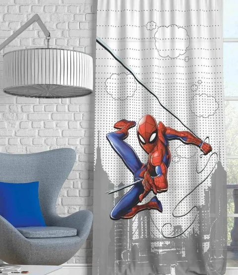 Spiderman Action Orijinal Lisanslı Çocuk Odası Fon Perdesi 140x265 cm Tek Kanat!