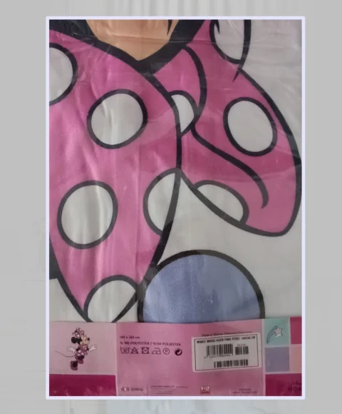 Disney Minnie Mouse Cute Lisanslı Tek Kanat Çocuk Odası Fon Perde 140x265 cm Set 3
